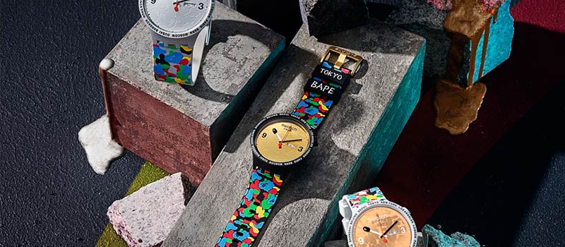 Swatch представляет новую линию наручных часов Swatch x BAPE Big Bold 2020