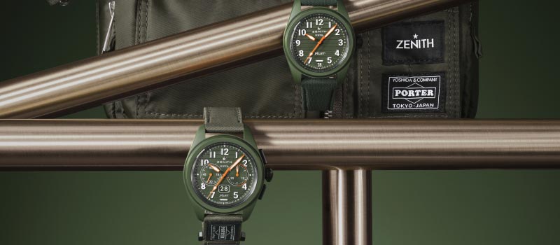 Коллекция Zenith x Porter Pilot в керамике цвета хаки